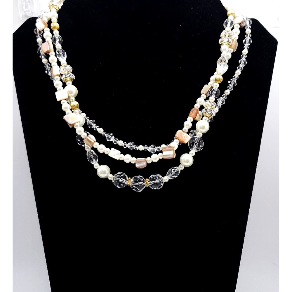Premier Designs Daydream Necklace Multi Strand Pearl Glass 16-18in‎